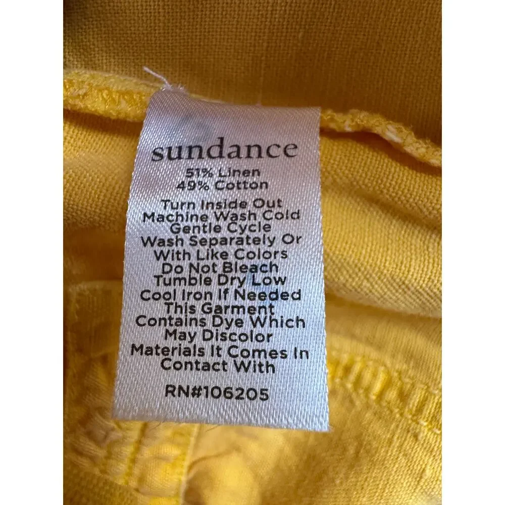 NWT Sundance Mareesha Linen Shorts Sz 16 Sunflower Linen blend‎ Rollup Yellow